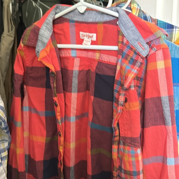 Four Fun colorful plaid button down shirts. - Picture 4 of 9